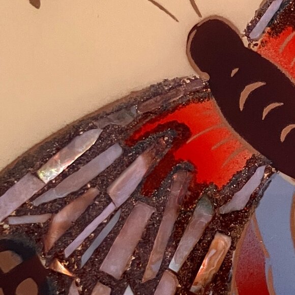 1940's Reverse Glass Painted Butterfly Tray - Double Handled - - Picture 8 of 11